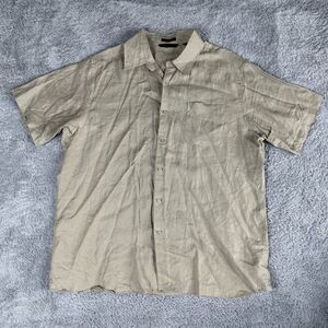 Axist Men's Coastal Nautical Linen Short Sleeve Button Up Tee Shirt XL Beige